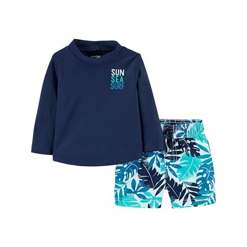Simple Joys by Carter’s Toddlers and Baby Boys’ Swimsuit Trunk and Rashguard Set