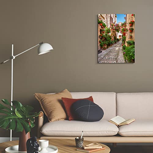 Qtespeii Italian Flowers Town Wall Art Nature Landscape Photography Picture Floral Botanical Canvas Print Paintings Modern Framed Artwork For Home Decoration Wall Decor, 12 X 16 Inches #TOP3