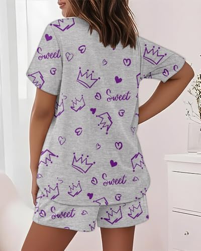 Image of CHICME Pajamas Set for Women 2 Piece Pjs Lounge Set Soft Short Sleeve Tops and Sleep Shorts with Pocket