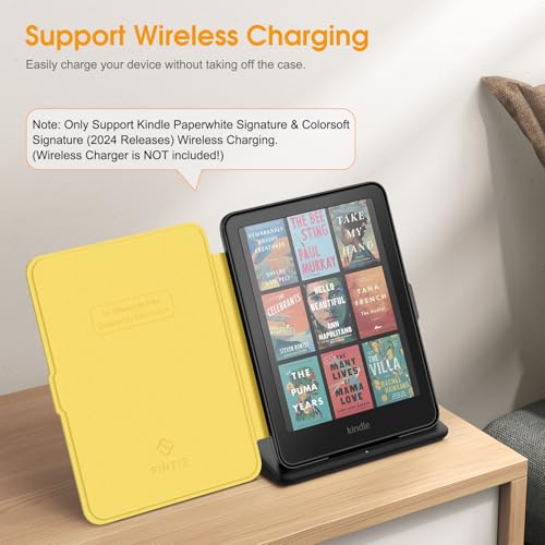 Image of Fintie Case for 7 inch All-New Kindle Paperwhite (12th Generation, 2024) and Kindle Colorsoft Signature Edition - Slim Lightweight Shell PU Leather Protective Cover with Auto Sleep /Wake, Sunflowers