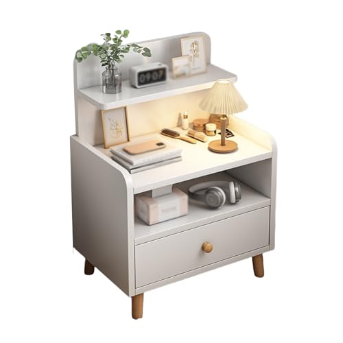ナイトテーブルベッドサイドテーブル ベッド横 テーブルベッドサイドチェストbedside table drawer床??寝室 棚night stand小さめスリム引き出し付きおしゃれ木製手入れが簡単(単引き出し, C)