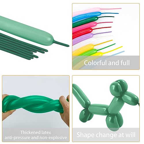 Image of 260 Balloons, 50pcs Dark Green Long Balloons for Arch, Animals Kit, Twisting