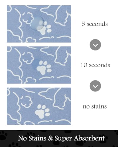 Image of Pet Feeding Mat-Absorbent Dog Mat for Food and Water Bowl-No Stains Quick Dry Water Dispenser Mat-Dog Accessories Pet Supplies-Bowl for Messy Drinkers（BLUEDOGS,12 inchx19 inch