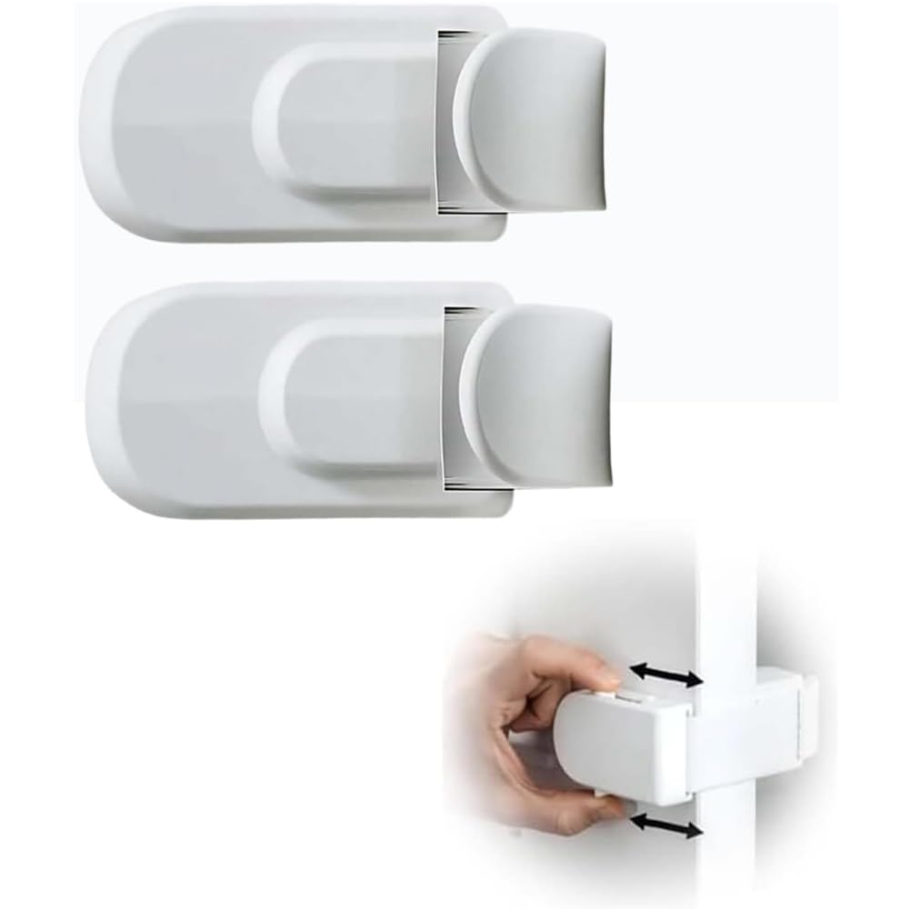 The Snap-On Door Lock Kids Can't Reach or Defeat - No Tools or Adhesives Required, Child Proof Door Lock, Simple Install, Pet & Baby Safety Lock for Bedroom Bathroom Storage Room-2 Pcs