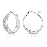 Sterling Silver High Polished Celtic Knot Filigree Hoop Earrings