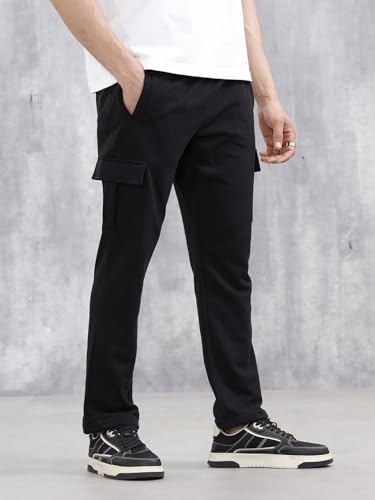 Image of WROGN Men's 320 GSM Cotton Blend Fleece Cargo Joggers | Multi Pocket Utility Design | Regular Fit
