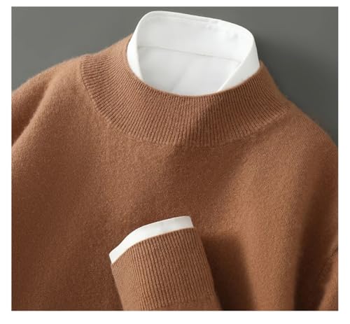 Men's and Winter Long-Sleeved Wool Cashmere Sweater One-Layer Half-Turtleneck Knitted Casual Pullover Loose Jumper4