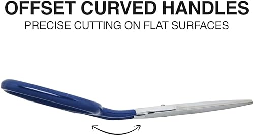 Miniatura 2 de Klein Tools G718LRC - Tijera para alfombras resistente, fabricada en Estados Unidos, tijeras niqueladas de 9 pulgadas con asas curvas desplazadas,