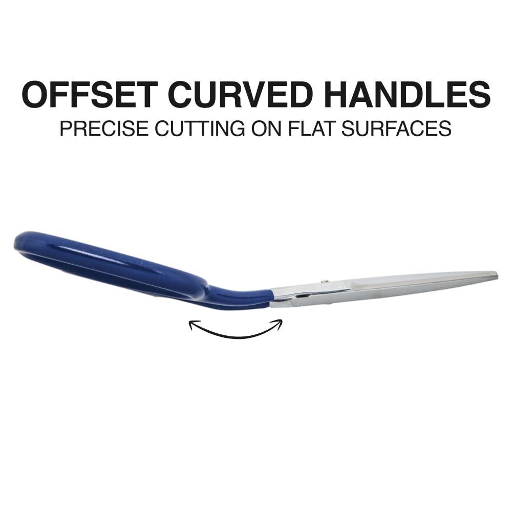 Klein Tools G718LRC Heavy-Duty Carpet Shear, Made in USA, 9-Inch Nickel-Plated Scissors with Offset Curved Handles - Image 2