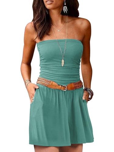 Image of AUXDIO Women Summer Casual Strapless Romper Sleeveless Off Shoulder Short Jumpsuits 2026 Beach Vacation Clothes