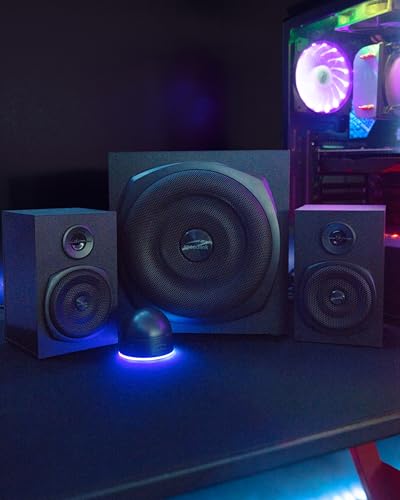 Speedlink Gravity LT Altavoz para PC Sistema de Sonido 2.1 Bluetooth - con subwoofer de Madera, Sistema de Altavoces Activos de 80 vatios, Conector AUX de 3,5 mm, Mando a Distancia RGB, Negro - imagen 9