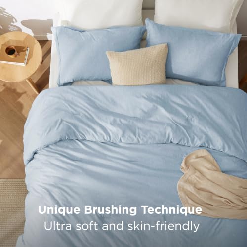 Image of Bedsure Full Comforter Set - Light Blue Full Size Comforter, Soft Bedding for All Seasons, Cationic Dyed Bedding Set, 3 Pieces, 1 Comforter (82 inchx86 inch) and 2 Pillow Shams (20 inchx26 inch+2 inch)