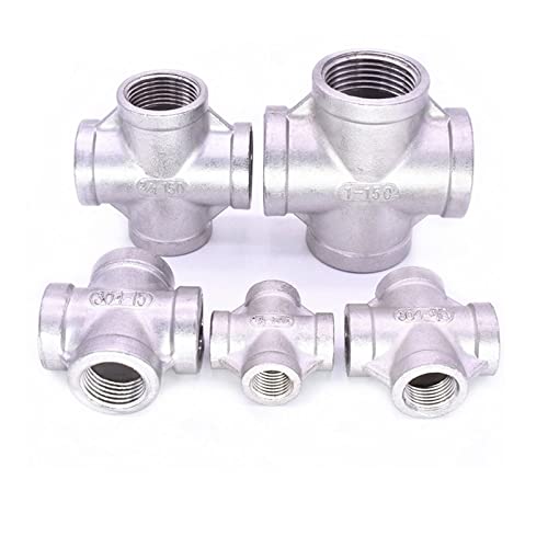 Cruz hembra de acero inoxidable 304 con rosca BSP de 4 vías iguales DN20 2