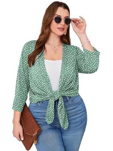 Image of AusLook Women's Plus Size Lightweight Open Front Cardigan 3 /4 Sleeve Cover Ups Shrugs Shawls and Wraps Kimono Jacket Coat