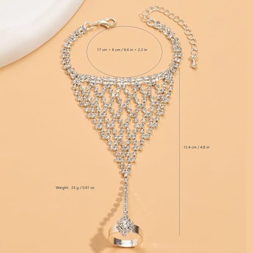 Image of Long tiantian Hand Chain Bracelet Gold Link Finger Ring Slave Bracelet