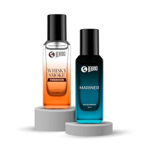 Beardo AquaFlame Perfume Set- Mariner & Whisky Smoke Firebomb Perfume for Men (20ml x 2) | Long Lasting Fragrance | Long Lasting Perfume for Men | Gift for Men | Gift for Friend