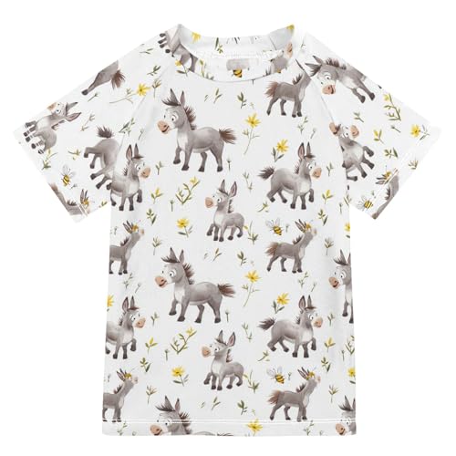 Kids Bathing Suits Boys Short Sleeve Rash Guard Girls 11T Cartoon Donkey White