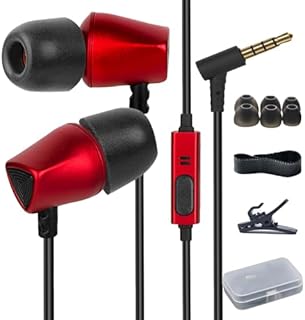 ZXQ A5 Wired Earbuds with Microphone,in-ear Headphones Earphones with Mic,Ear Buds Wired Bass,Sweat Resistance for Workout Sport,Memory foam,Noise Isolation,Tangle-Free Cord(Red)