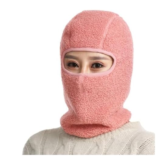 Full Face Cover Hats Neck Protection Breathable Winter Mask Beanies Simple Pullover Cap Face Mask Ladies(Pink)