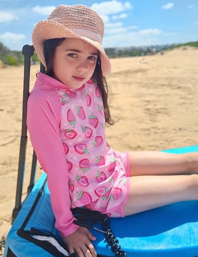 Image of Vogseek Girls Rash Guard Two Pieces Swimsuit Long Sleeve Bathing Suit for 3-10 Years