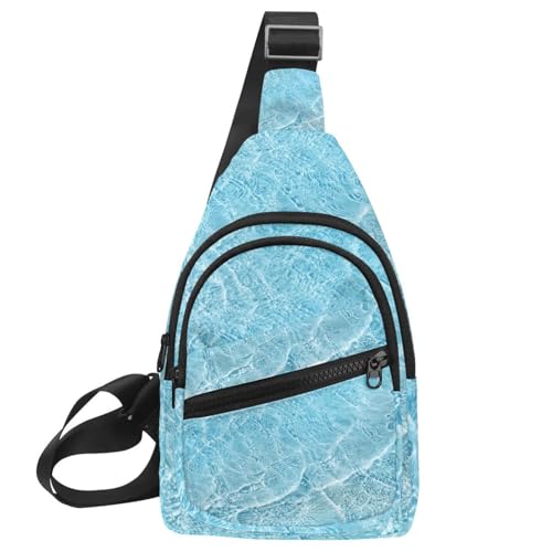 Mochila cruzada de patrón azul con ondas de agua para tus aventuras al aire libre y viajes