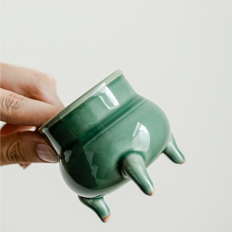 Bruciatore di incenso Celadon Treppiede Bruciatore di Incenso Casa Interno Spina Filo di Ceramica Zen Portico Decorazione