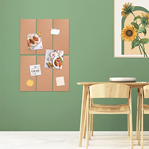 Gardyue 6 Pack Cork Bulletin Board 17"X8" - 1/2" Thick Cork Board Tiles,Self-Adhesive Frameless Cork Tiles Wall Decor With 50 Pcs Pushpins For Diy, Office, School And Home Decor #TOP6