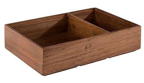 APS 11651 Holzbox WOODY, 22,5 x 15 cm, Höhe 5,5 cm, 2 Fächer, Akazienholz