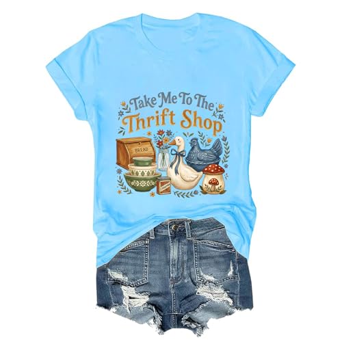 Take Me to The Thrift Shop Shirt Funny Vintage Thrifting Unisex T-Shirt Sky Blue