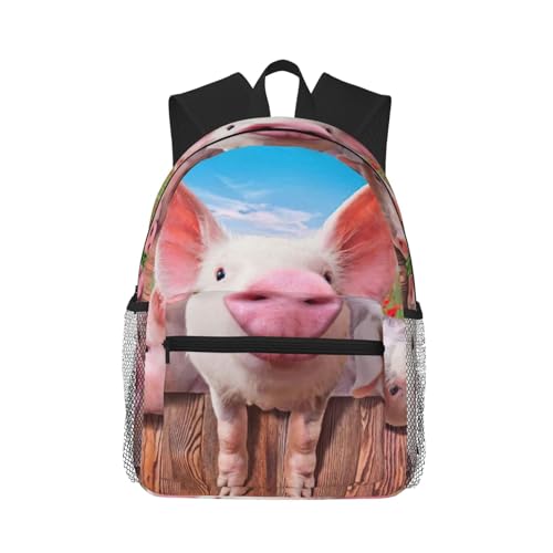 Sac à dos de voyage amusant cochon rose pour des trajets décontractés à l'université