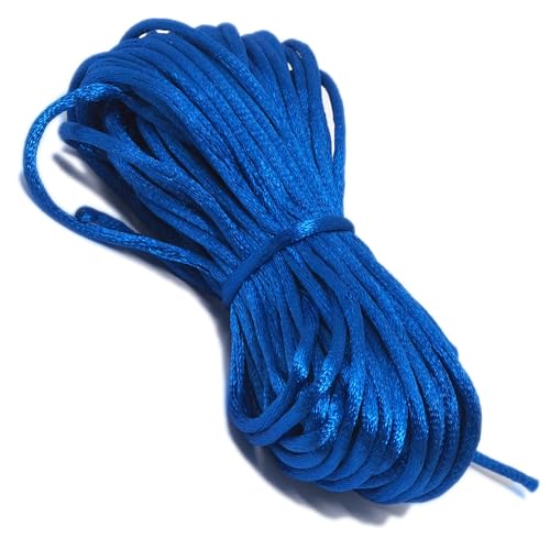 Cordón Cuerda Hilo Cola de Ratón Satinado Material para Abalorios Manualidades Bricolaje Trabajos Manuales Bisuteria Kumihimo Rat Tail Cord 10 Metros Ancho 2 mm Azul