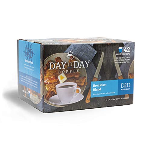 Image of Day To Day 42-Count Breakfast Blend, Medium Roast Single Serve Coffee Pods for K-Cup Keurig Brewers (Breakfast Blend, 42 Count (Pack of 1))