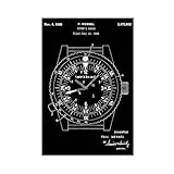 ZYGNBHL Póster impreso con diseño de reloj de buceo, color negro, para habitación de adolescentes y niños, lienzo para pared, sin marco, 40,6 x 61 cm