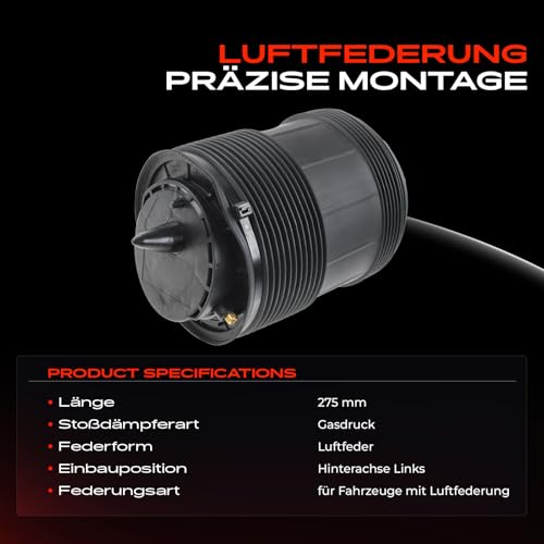 Frankberg Luftfederung Luftfeder Luftfederbälge Hinterachse Links Kompatibel mit Q7 4MB 4MG 2.0L 3.0L 4.0L 2015-2022 Bentayga 4V1 3.0L 4.0L 6.0L 2015-2022 Replace# 4M0616001AA