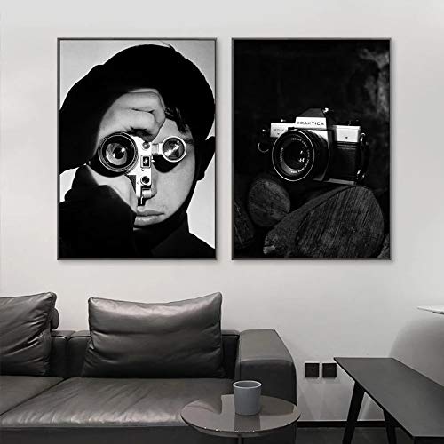 Minimalisme vintage dos et caméra blanche toile art affiche décoration murale maison 40x50cm