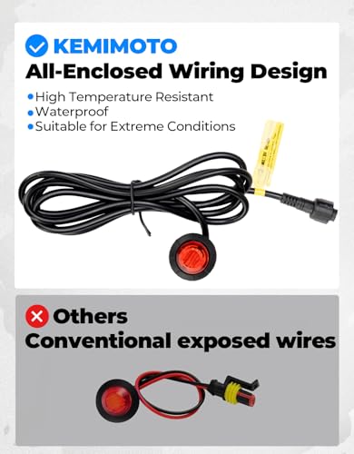 Image of KEMIMOTO UTV Turn Signal Kit with 4 Amber Light and 2 Red Light | Pre-Wired, Plug and Play, with Rocker Switch, UTV Street Legal Kit Compatible with Polaris, Can-Am