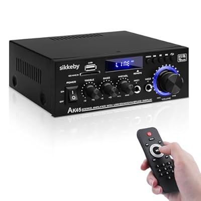 SIKKEBY HiFi Amplificador de audio 600W, AK45 Estéreo Bluetooth 5.0 Sonido digital Radio FM 2 canales Pantalla LCD Entrada SD/USB de alta fidelidad para coches domésticos | Ya disponible en tu tienda friki favorita! En mundofriki.es!