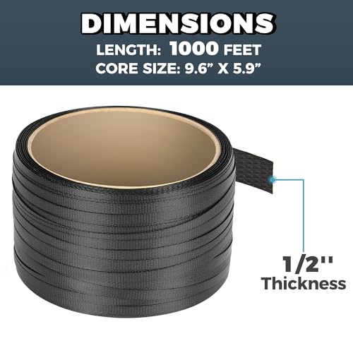 pp strapping banding roll - 1000ft x  standard pp strapping roll - banding strapping kit amp pallet strapping kit - 400lb break strength - includes pp strapping roll amp self-dispensing box