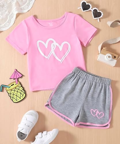 Image of KYDA KIDS Girls 100% Cotton Bio Washed Printed T-Shirt and Shorts Co-ords Clothing Set | Premium Soft & Breathable Summer Casual Comfort Outfit for Girls