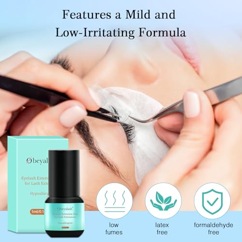 Obeyalash Wimpernkleber Dauerhaft Black Wimpernkleber FüR WimpernverläNgerung 5ml Wimpern Extensions Kleber Wimpernextension Lash Extension Glue 6-7weeks Retention for Salon Wimpern Kleber Extensions