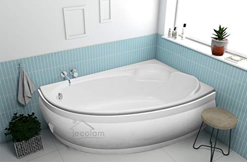 ECOLAM® Badewanne Wanne Eckwanne Eckbadewanne Acryl weiß Finezja 170x110 cm RECHTS + Schürze Ablaufgarnitur Ab- und Überlauf Automatik Füße Silikon Komplett-Set – Bild 4