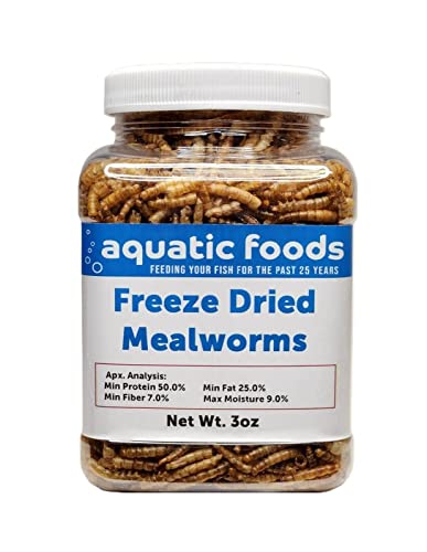 Aquatic Foods Inc. Mealworms- Freeze Dried Mealworms for Tropical Fish,