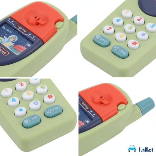 Image of FunBlast Cartoon Musical Mobile Phone for Kids, Mobile with Light & Sound Toys for Babies | Educational Toys for Kids 3+ Years /Boys /Girls-1 Unit (Green-D)