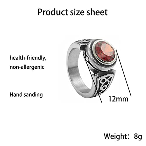 Image of PAMTIER Unisex Silver Vintage Round Gemstone Signet Biker Wedding Ring | Stainless Steel, Classic