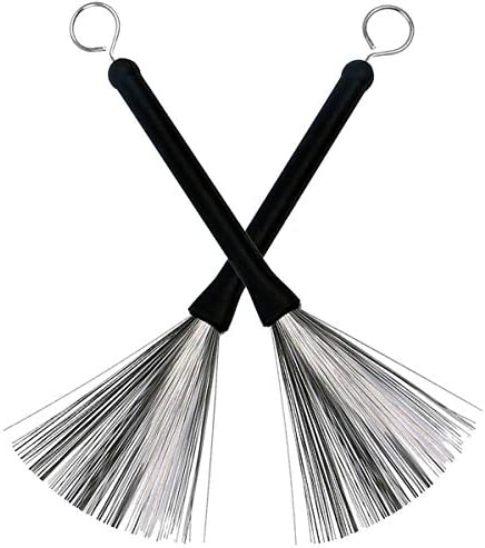 Gnimup Drum Brushes Retractable Drum Wire Sticks Brushes with Comfortable Rubber Handle Gift for Rock Band, Country music, Folk,Drummers (2 Pieces)