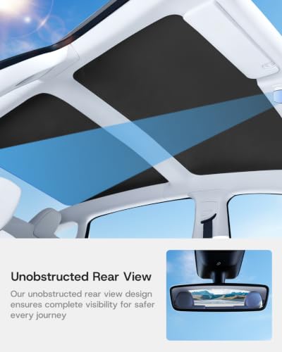 Image of 2026 Upgrade Sunshade Roof for Tesla Model 3 2021-2026, [Graphene Infused Fabric & UPF 50+ & No-Sag] 1:1 Fit Heat Insulation Glass Roof Sun Shade for Tesla Model 3 Accessories, Black, 2PCS
