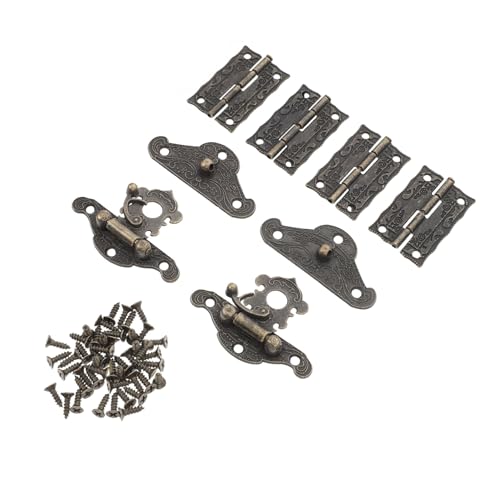 SEWOART Ancien Moraillon Boîte Bijoux Ensemble Charnières Latch Vintage Résistant pour Boîte Bois DIY