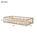 PVWIIK Twin Size Montessori Toddler Floor Bed with Wood Slats for Girls and Boys, Wood Montessori Bed Frame with Safety Guardrails, No Box Spring Needed, Natural