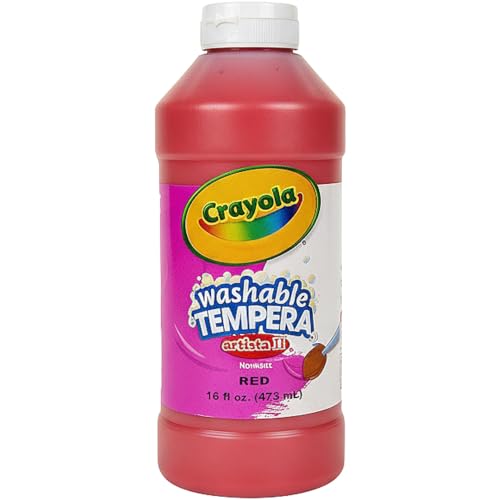 Crayola Artista II Washable Tempera Paint, Red, 16 oz Bottle, Non-Toxic Paint for Classroom Art, Kids Crafts & DIY Projects