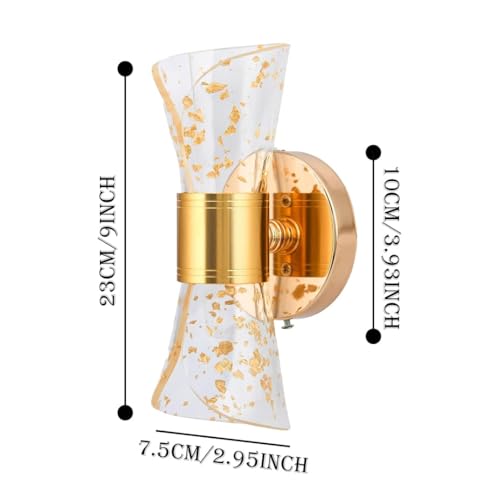 Image of fizzytech Modern Crystal LED Wall Light, Gold Finish Decorative Wall Lamp with 3 Colour Changing Modes for Living Room, Bedroom & Home Decor, Pack of 2